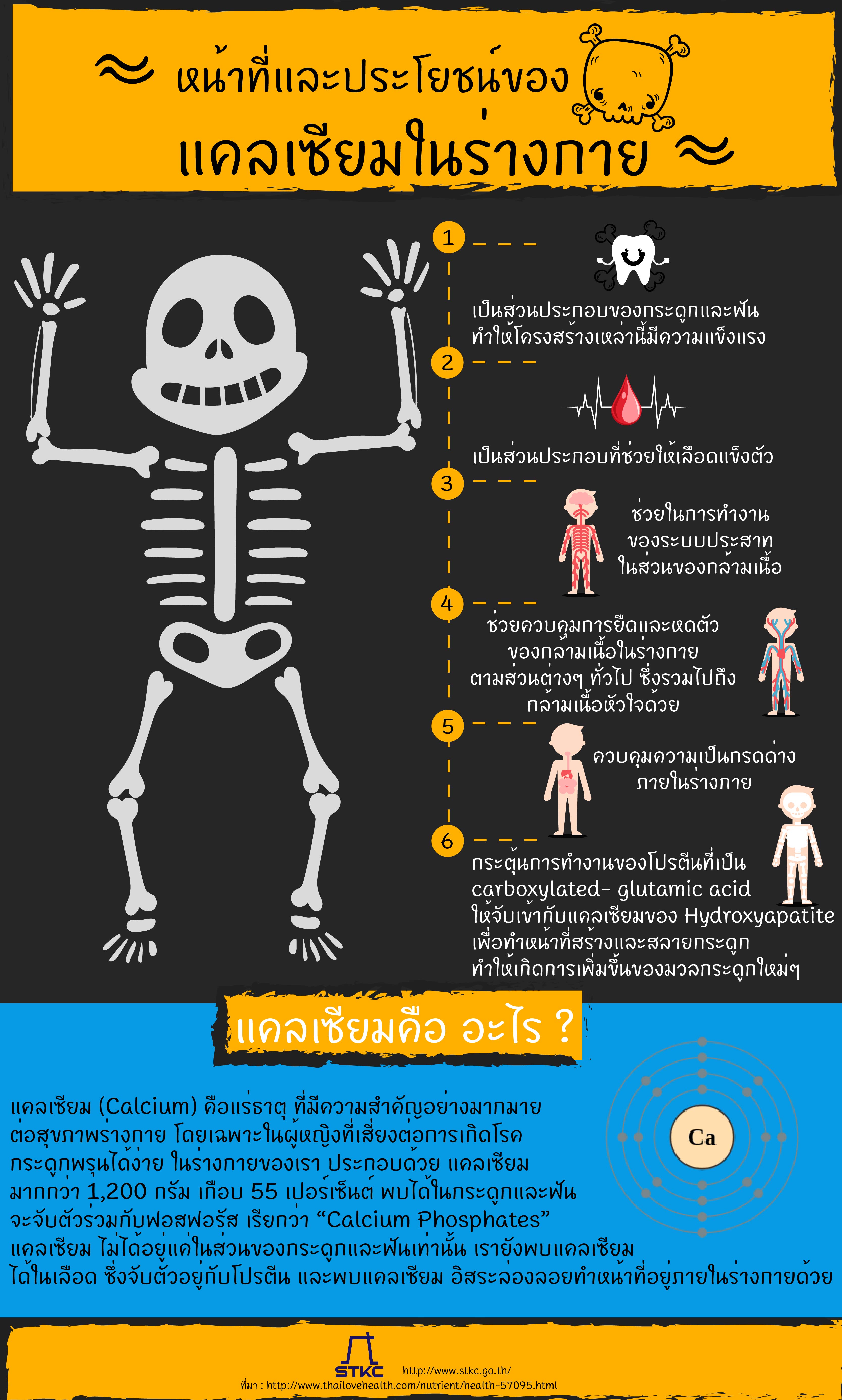 หน้าที่และประโยชน์ของแคลเซียมในร่างกาย