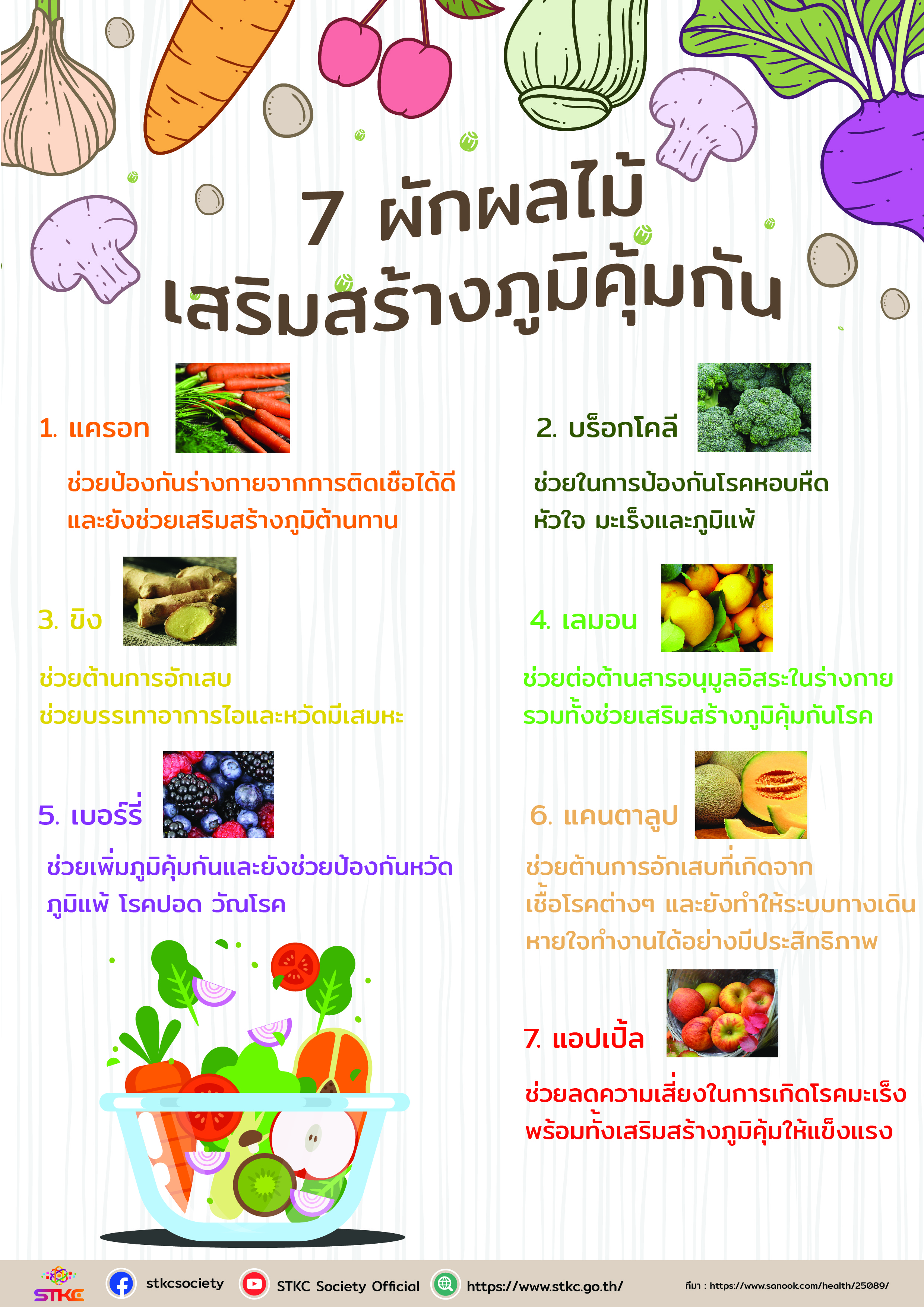 7 ผักผลไม้เสริมสร้างภูมิคุ้มกันร่างกายให้แข็งแรง